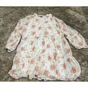 Vince Camuto White Floral Tiered Wedding Dress